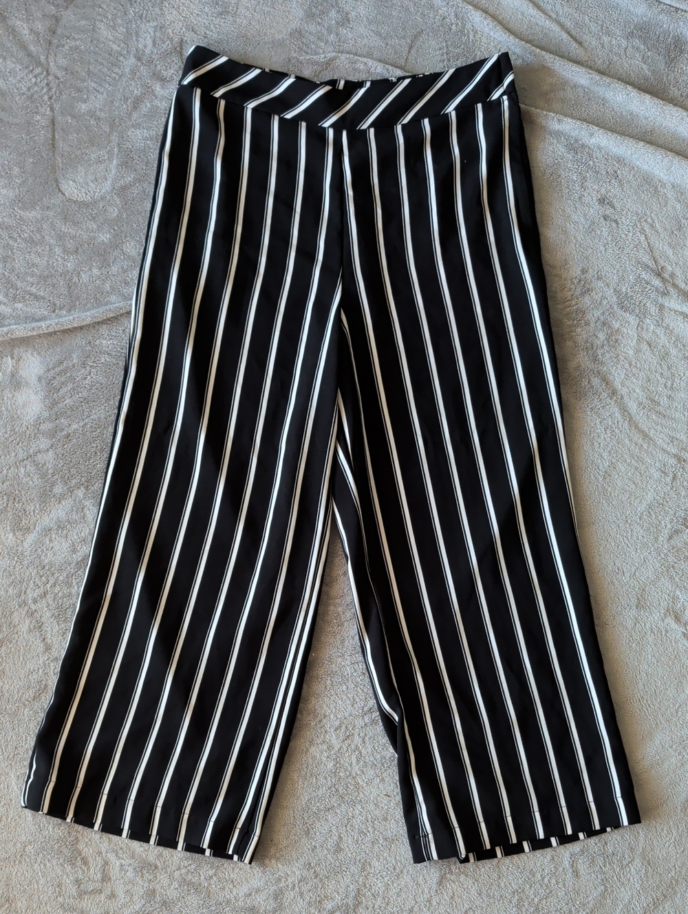 H&M Black and White Vertical Stripe Wide-Leg Pants